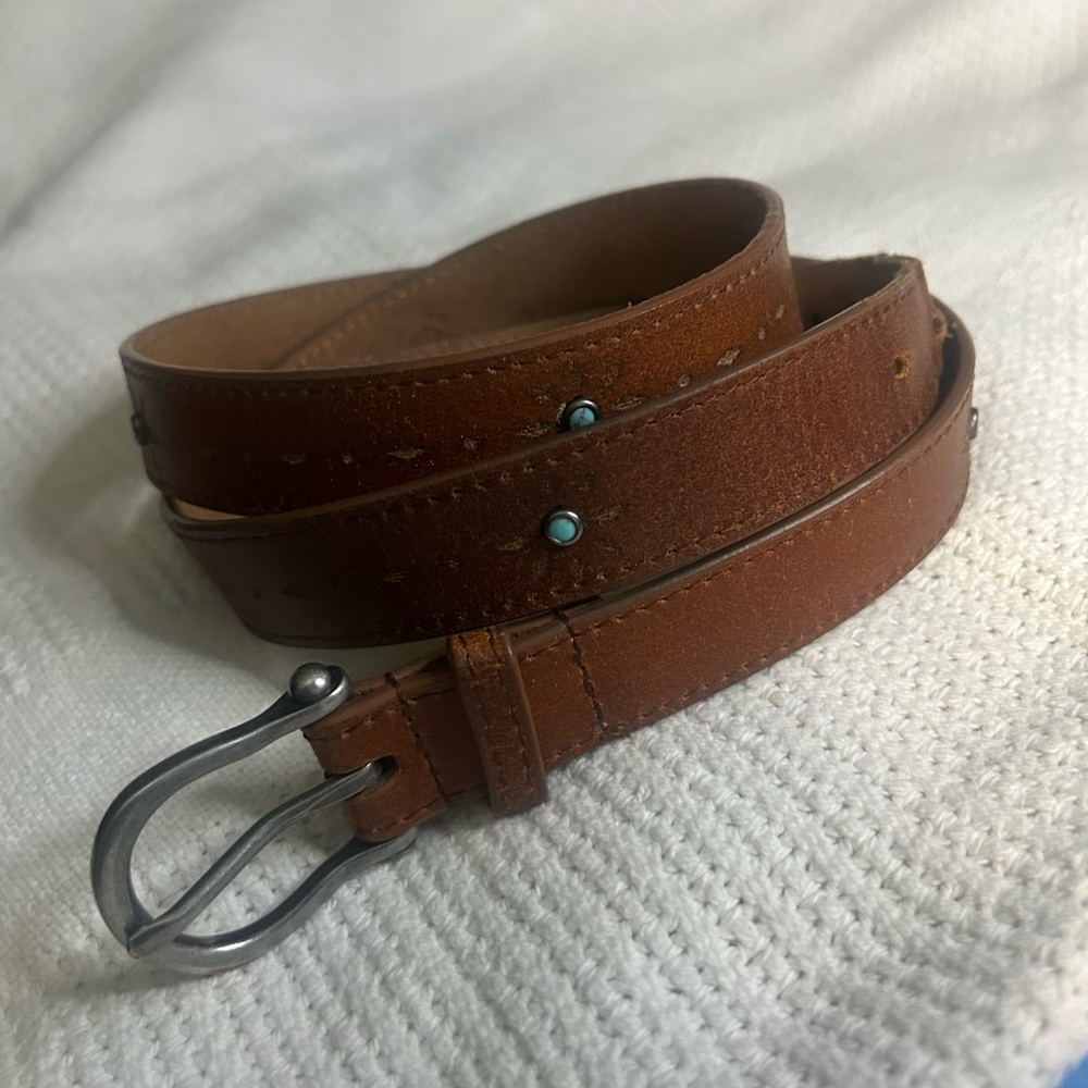 Turquoise and Leather Belt Large 38” long